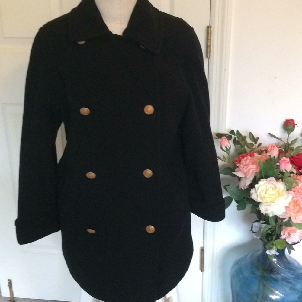 Marks & Spencer 💯 % new wool black peacoat 8P